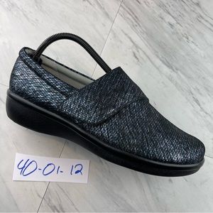 •Alegria LAU-853 Womens black blue metallic Shoes Mule size 40 / 9